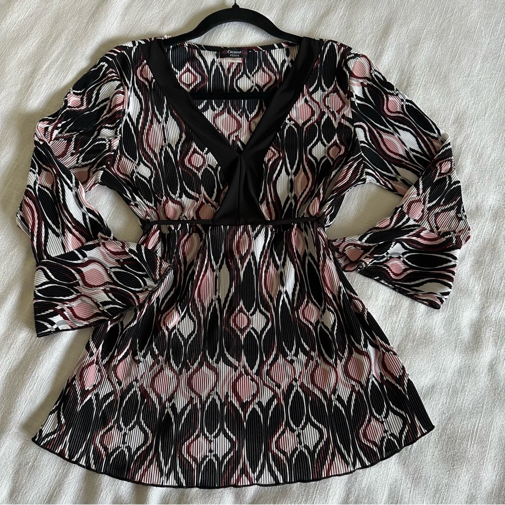 Vtg Cocomo Y2K Retro Babydoll Ribbed Womens Sz PM Tie Waist Top Fairycore